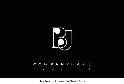 BJ Typography Logo Design. Stylish monogram design depiction featuring the letters B and J combined in an artistic signature style, delivering a unique and creative visual representation.