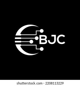 BJC Letter logo black background .BJC technology logo design vector image in illustrator .BJC letter logo design for entrepreneur and business.
