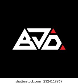 BJD triangle letter logo design with triangle shape. BJD triangle logo design monogram. BJD triangle vector logo template with red color. BJD triangular logo Simple, Elegant, and Luxurious design