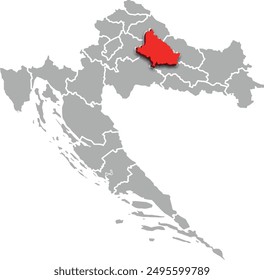 BJELOVAR BILOGORA map county of CROATIA 3d isometric map