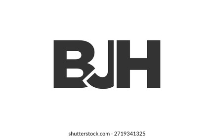 BJH logo design template with strong and modern bold text. Initial based vector logotype featuring simple and minimal typography. Trendy company identity ideal for businesses brand presence.