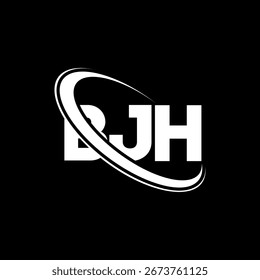 BJH-Logo. BJH-Brief. Logo-Design für BJH-Buchstaben. Initialen B JH Logo mit Kreis und Großbuchstaben Monogramm Logo verbunden. BJH Typografie für Technologie, Business und Immobilien Marke.