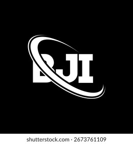Logotipo de BJI. Carta de BJI. Diseño del logotipo de la letra de BJI. Logo de las iniciales B JI enlazado con el círculo y el logotipo del monograma en mayúsculas. Tipografía BJI para tecnología, negocio y marca inmobiliaria.