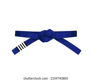 BJJ blue belt with 4 white stripes vector flat illustration. Brazilian jiu-jitsu belt design. Isolated	
