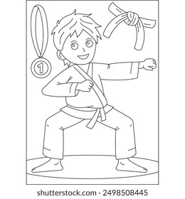 Página del libro para colorear de artes marciales de BJJ para niños o adultos adultos adultos creativos para colorear actividad de relajación consciente