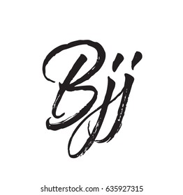 bjj, text design. Vector calligraphy. Typography poster. Usable as background.