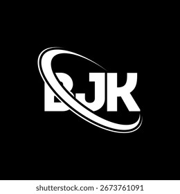 Logotipo de BJK. Carta BJK. Diseño del logotipo de la letra BJK. Logotipo de BJ K enlazado con el círculo y el logotipo del monograma en mayúsculas. Tipografía BJK para tecnología, negocio y marca inmobiliaria.