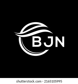 BJN letter logo design on black background. BJN creative circle letter logo concept. BJN letter design.
