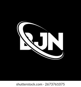 Logotipo de BJN. Carta BJN. Diseño del logotipo de la letra BJN. Logo de las iniciales B JN enlazado con el círculo y el logotipo del monograma en mayúsculas. Tipografía BJN para tecnología, negocio y marca inmobiliaria.