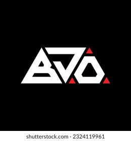 BJO triangle letter logo design with triangle shape. BJO triangle logo design monogram. BJO triangle vector logo template with red color. BJO triangular logo Simple, Elegant, and Luxurious design