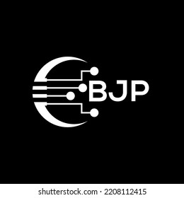 BJP Letter logo black background .BJP technology logo design vector image in illustrator .BJP letter logo design for entrepreneur and business.
 svg