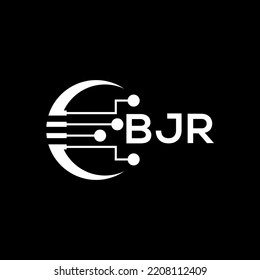 BJR Letter logo black background .BJR technology logo design vector image in illustrator .BJR letter logo design for entrepreneur and business.

