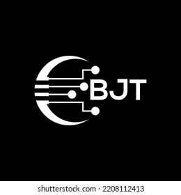 BJT Letter logo black background .BJT technology logo design vector image in illustrator .BJT letter logo design for entrepreneur and business.
