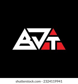 BJT triangle letter logo design with triangle shape. BJT triangle logo design monogram. BJT triangle vector logo template with red color. BJT triangular logo Simple, Elegant, and Luxurious design