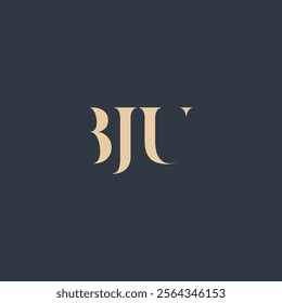 BJU abstract letter logo design. This logo is designed by three abstract letters.