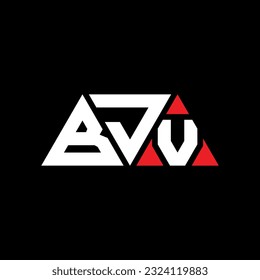 BJV triangle letter logo design with triangle shape. BJV triangle logo design monogram. BJV triangle vector logo template with red color. BJV triangular logo Simple, Elegant, and Luxurious design