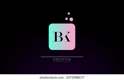 BK B K alphabet company letter logo design vector icon template simple square dot dots creative abstract