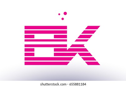 bk b k alphabet letter logo pink purple line stripe company design template creative abstract vector