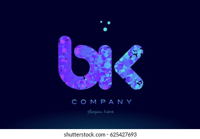 bk b k alphabet pink blue bubble circle dots creative letter company logo vector icon design template