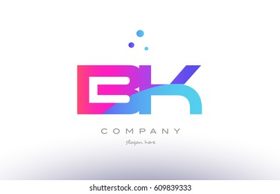 bk b k  creative pink purple blue modern dots creative alphabet gradient company letter logo design vector icon template