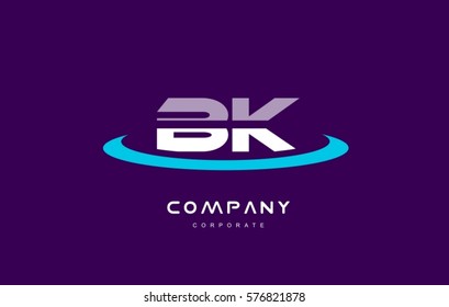 bk b k cyan magenta blue letter combination alphabet vector company logo icon sign design template 