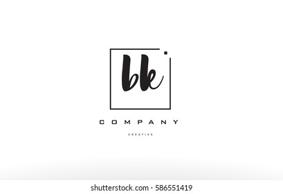 bk b k hand writing written black white alphabet company letter logo square background small lowercase design creative vector icon template 