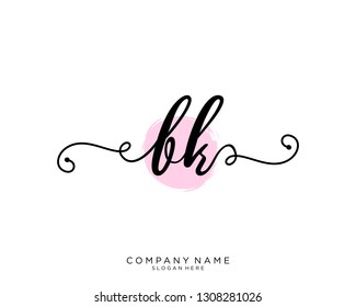 BK B K Initial handwriting logo template