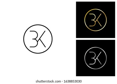 bk, b and k, initial letter logo templates