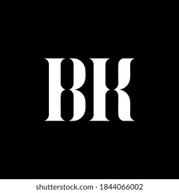 BK B K letter logo design. Initial letter BK uppercase monogram logo white color. BK logo, B K design. BK, B K	