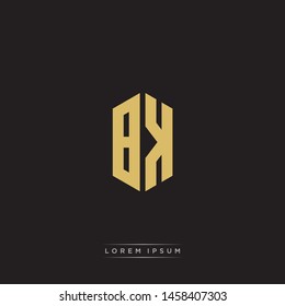 Logotipo BK B K Letra mayúscula Plantilla moderna EPS 10 con fondo negro