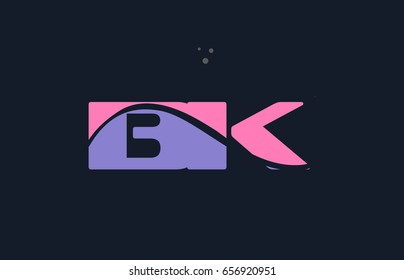 bk b k pink blue alphabet letter logo purple font creative text dots company vector icon design template