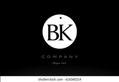 BK B K simple black white circle background alphabet company logo design vector icon template