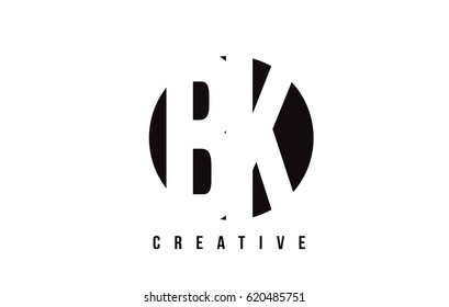 BK B K White Letter Logo Design with Circle Background Vector Illustration Template.