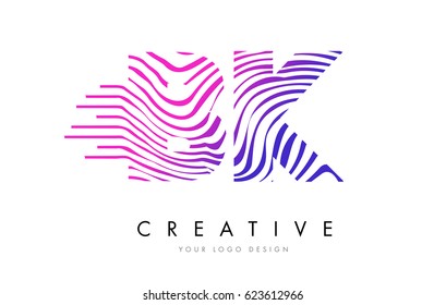 BK B K Zebra Letter Logo Design with Black and White Stripes Vector