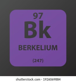 Bk Berkelium Actinoid Chemical Element vector illustration diagram, with atomic number and mass. Simple gradient flat design for education, lab, science class.
