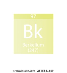 Tabela Periódica Do Elemento Químico Actinoide De Bk Berkelium. Simples ilustração de vetor quadrado plano, simples ícone de estilo limpo com massa molar e número atômico para Lab, ciência ou classe de química.