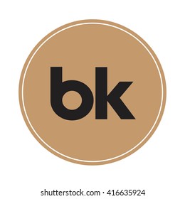 bk brown letters ,abstract background logo, design identity in circle, alphabet letter