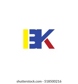 BK flat initial letter logo combining yellow blue red