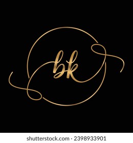 BK Golden Initial Handwriting Minimalist Logo Design