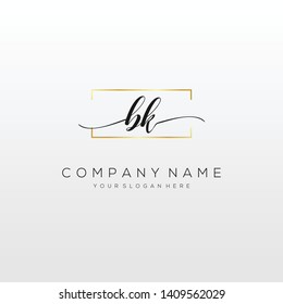 BK handwriting initial logo template vector.