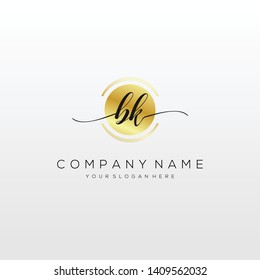 BK handwriting initial logo template vector.