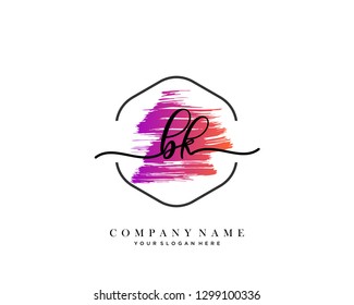 BK handwriting initial  logo vector