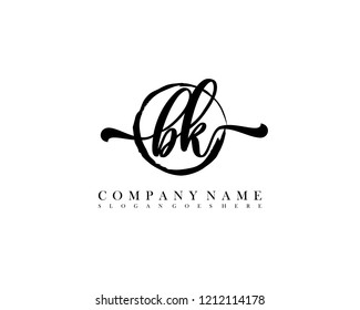 BK initial handwriting logo circle template vector