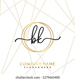 BK Initial Handwriting logo template vector