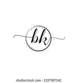 BK  Initial Handwriting logo template vector
