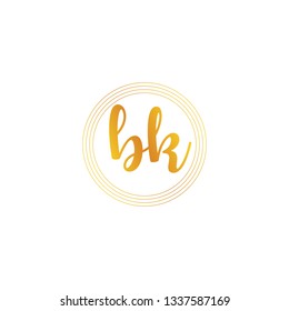 BK  Initial Handwriting logo template vector