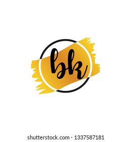 BK  Initial Handwriting logo template vector