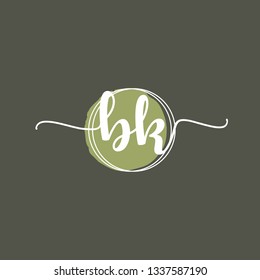 BK  Initial Handwriting logo template vector