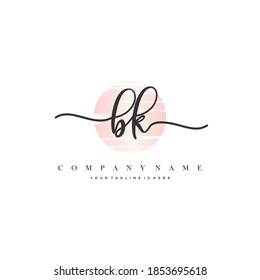 BK Initial handwriting logo vector. Hand lettering With Sunrise for designs.