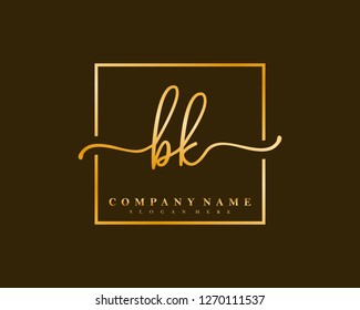 BK Initial handwriting square minimalist logo vector